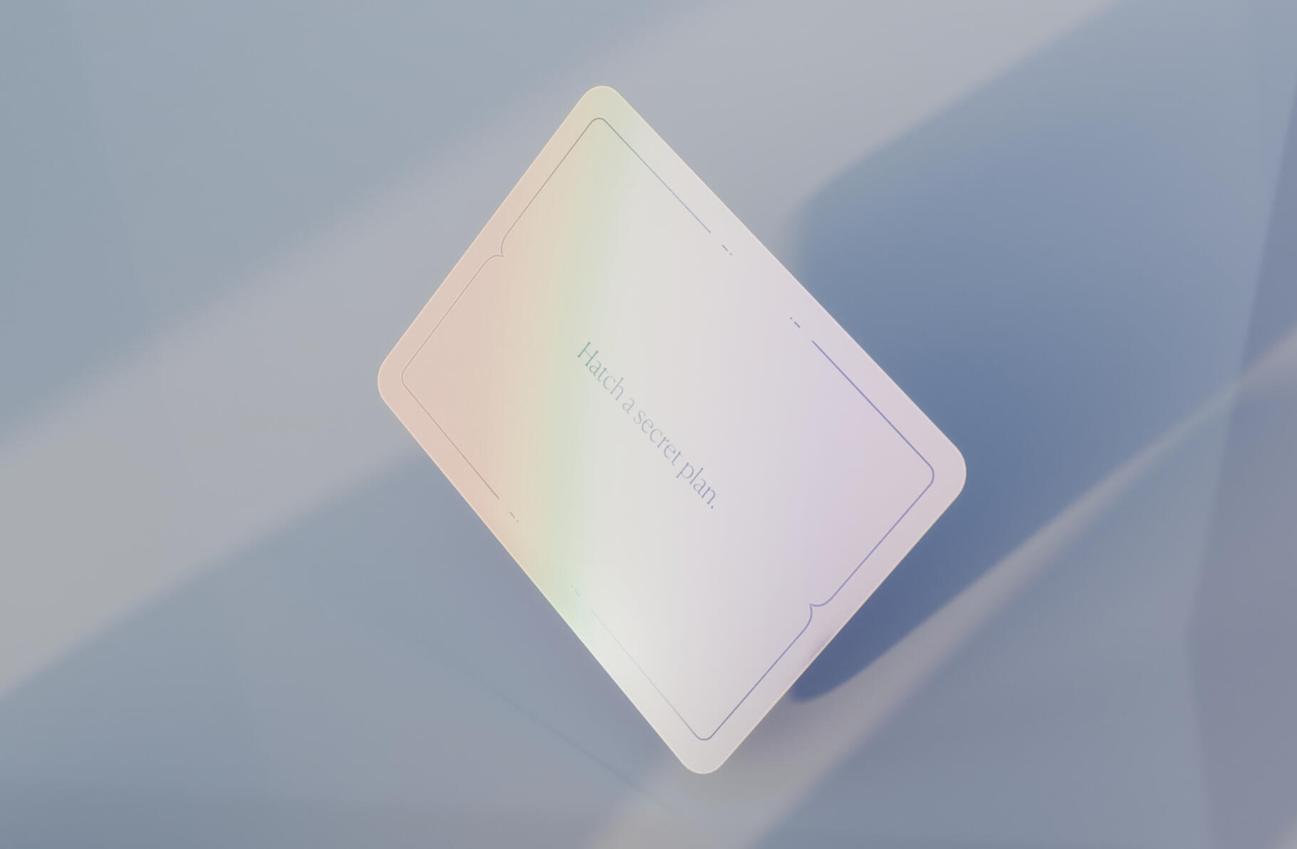 Gray Days card closeup, showing holographic print finish.
